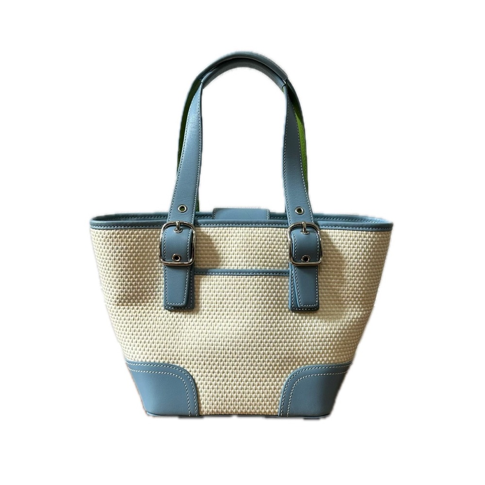 Vintage Y2K Coach Small Satchel Bag Light Blue Leather